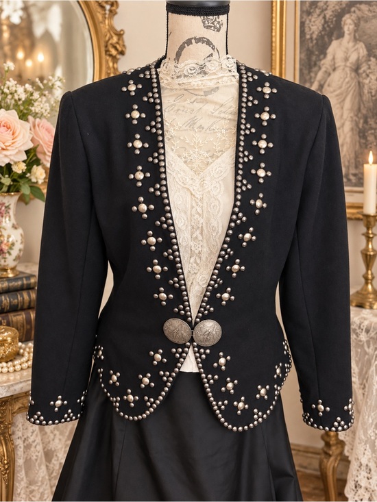 Double D Ranch Jackets & Blazers - Double D Ranch Black Embellished Women's Blazer with Silver Accents
